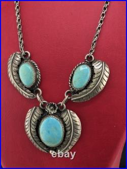 Vintage Native American Sterling Silver 925 Turquoise Necklace