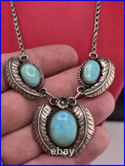 Vintage Native American Sterling Silver 925 Turquoise Necklace