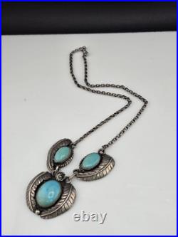 Vintage Native American Sterling Silver 925 Turquoise Necklace