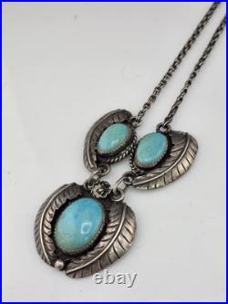 Vintage Native American Sterling Silver 925 Turquoise Necklace