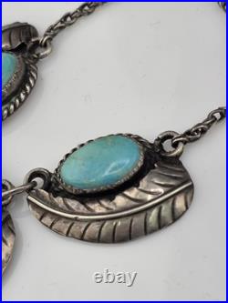 Vintage Native American Sterling Silver 925 Turquoise Necklace