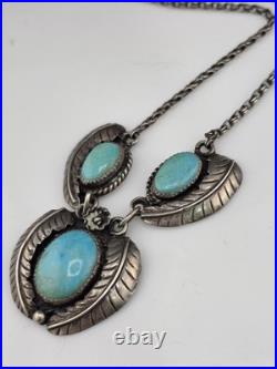 Vintage Native American Sterling Silver 925 Turquoise Necklace