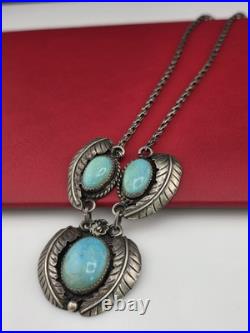 Vintage Native American Sterling Silver 925 Turquoise Necklace
