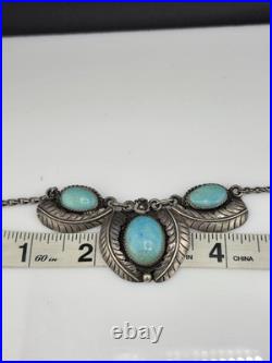 Vintage Native American Sterling Silver 925 Turquoise Necklace