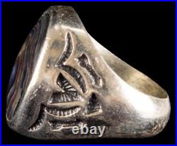 Vintage Native American Sterling Silver Abalone Mother of Pearl Scroll 14.6gr Vintage Native American Sterling Silver Abalone Mother of Pearl Scroll 14.6gr