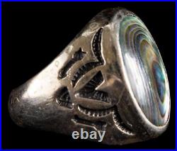 Vintage Native American Sterling Silver Abalone Mother of Pearl Scroll 14.6gr Vintage Native American Sterling Silver Abalone Mother of Pearl Scroll 14.6gr