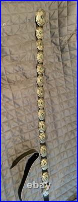 Vintage Native American Sterling Silver And Turquoise 14 Concho Belt