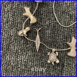 Vintage Native American Sterling Silver Animal Fetish Necklace 26
