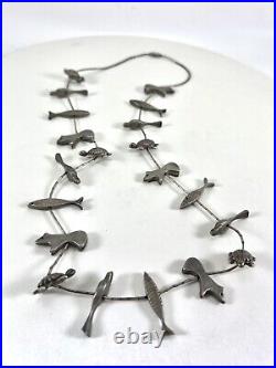 Vintage Native American Sterling Silver Animals Liquid Bead Necklace 83.1grams