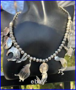 Vintage Native American Sterling Silver Animals Necklace