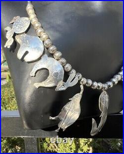 Vintage Native American Sterling Silver Animals Necklace