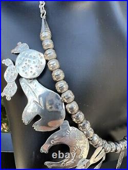 Vintage Native American Sterling Silver Animals Necklace