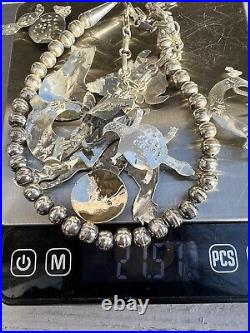 Vintage Native American Sterling Silver Animals Necklace