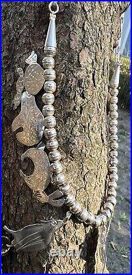 Vintage Native American Sterling Silver Animals Necklace