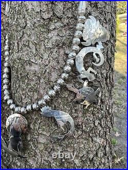 Vintage Native American Sterling Silver Animals Necklace