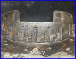 Vintage Native American Sterling Silver Arizona Scene Signed Bracelet 7