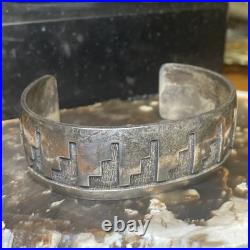 Vintage Native American Sterling Silver Arizona Scene Signed Bracelet 7