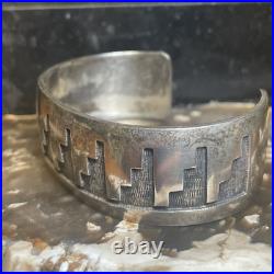 Vintage Native American Sterling Silver Arizona Scene Signed Bracelet 7