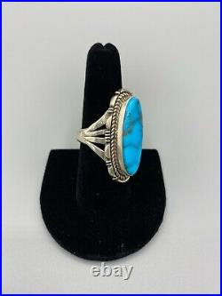 Vintage Native American Sterling Silver Arizona Turquoise RingArtisan Signed