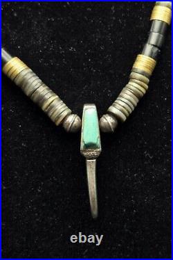 Vintage Native American Sterling Silver Beaded Badger Claw Necklace