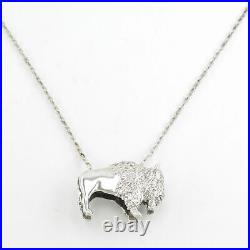 Vintage Native American Sterling Silver Bison Necklace