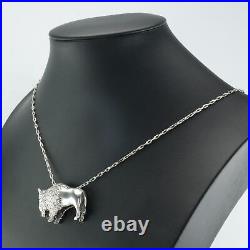 Vintage Native American Sterling Silver Bison Necklace