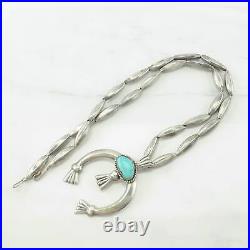 Vintage Native American Sterling Silver Blue Turquoise Sandcast, Naja Necklace Vintage Native American Sterling Silver Blue Turquoise Sandcast, Naja Necklace