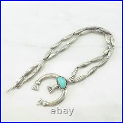 Vintage Native American Sterling Silver Blue Turquoise Sandcast, Naja Necklace Vintage Native American Sterling Silver Blue Turquoise Sandcast, Naja Necklace