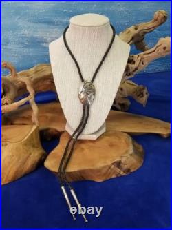 Vintage Native American Sterling Silver Bolo Tie Slide Necklace Signed Marks