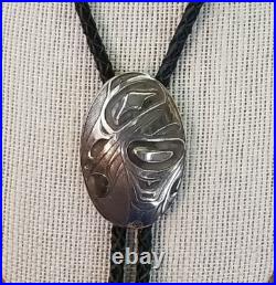 Vintage Native American Sterling Silver Bolo Tie Slide Necklace Signed Marks