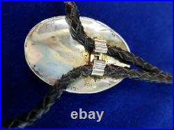 Vintage Native American Sterling Silver Bolo Tie Slide Necklace Signed Marks