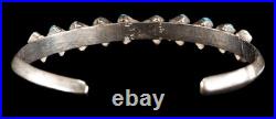 Vintage Native American Sterling Silver Bracelet Hand Cut Triangle Turquoise