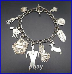 Vintage Native American Sterling Silver Charm Bracelet 8 Ray Tracey Knife Wing Vintage Native American Sterling Silver Charm Bracelet 8 Ray Tracey Knife Wing