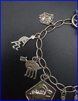 Vintage Native American Sterling Silver Charm Bracelet 8 Ray Tracey Knife Wing