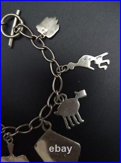 Vintage Native American Sterling Silver Charm Bracelet 8 Ray Tracey Knife Wing Vintage Native American Sterling Silver Charm Bracelet 8 Ray Tracey Knife Wing