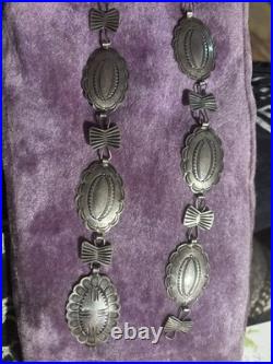 Vintage Native American Sterling Silver Concho Belt 2746 Grams