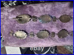 Vintage Native American Sterling Silver Concho Belt 2746 Grams