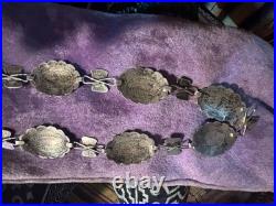 Vintage Native American Sterling Silver Concho Belt 2746 Grams
