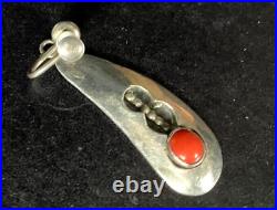 Vintage Native American Sterling Silver Coral Necklace