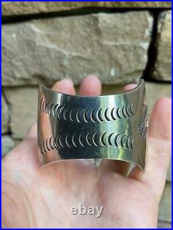 Vintage Native American Sterling Silver Cuff Bracelet Artisan Handcrafted Bear