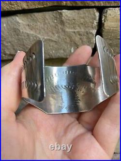 Vintage Native American Sterling Silver Cuff Bracelet Artisan Handcrafted Bear