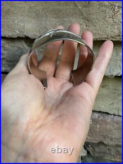 Vintage Native American Sterling Silver Cuff Bracelet Artisan Handcrafted Bear