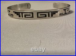 Vintage Native American Sterling Silver Cuff Bracelet Geometric Designs! Free Sh