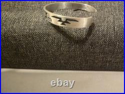 Vintage Native American Sterling Silver Cuff Bracelet Geometric Designs! Free Sh