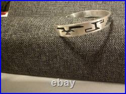 Vintage Native American Sterling Silver Cuff Bracelet Geometric Designs! Free Sh