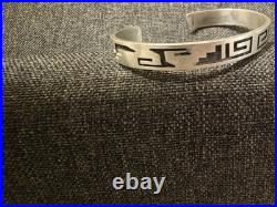 Vintage Native American Sterling Silver Cuff Bracelet Geometric Designs! Free Sh