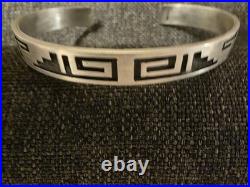 Vintage Native American Sterling Silver Cuff Bracelet Geometric Designs! Free Sh