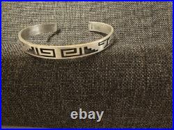 Vintage Native American Sterling Silver Cuff Bracelet Geometric Designs! Free Sh