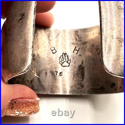 Vintage Native American Sterling Silver Cuff Bracelet Signed BH BearClaw Mark 76