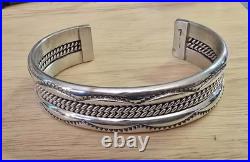 Vintage Native American Sterling Silver Cuff Bracelet Signed TAHE